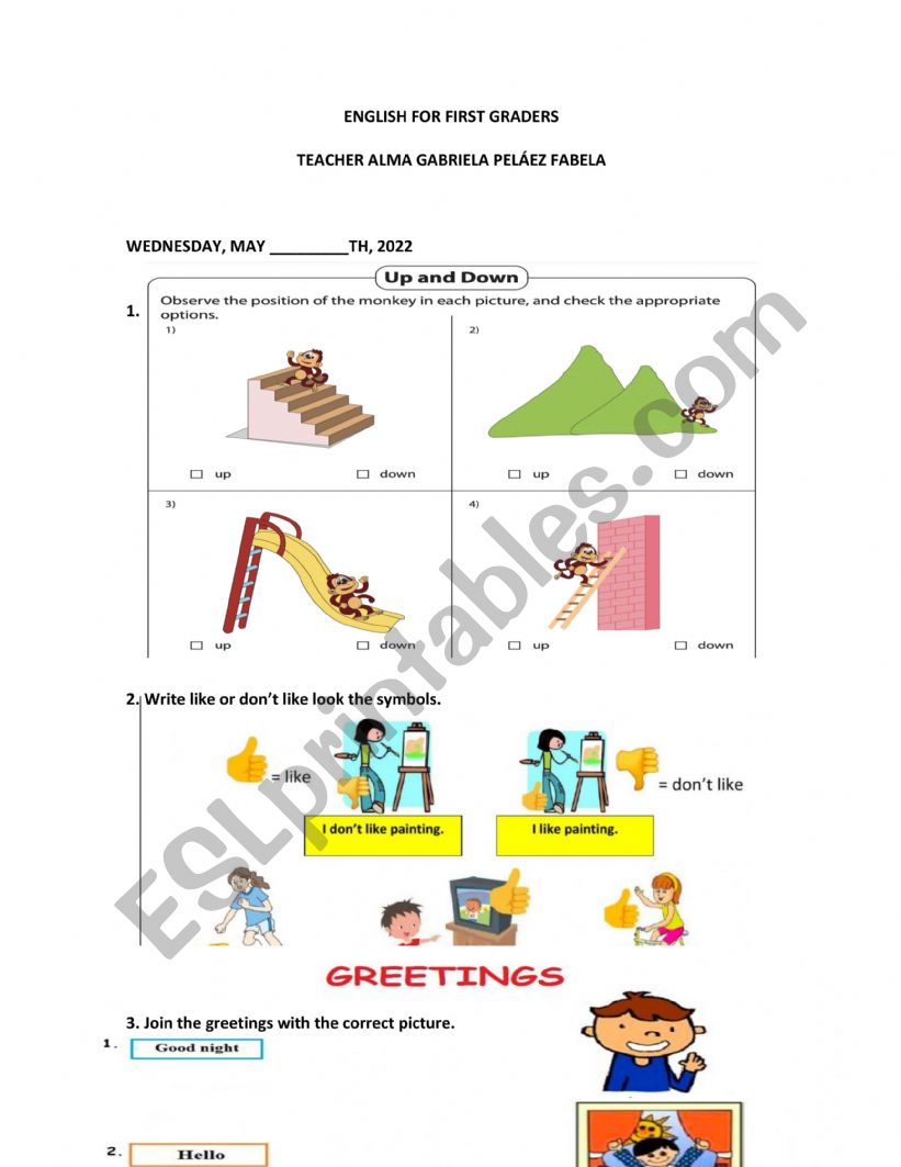 english test for first graders