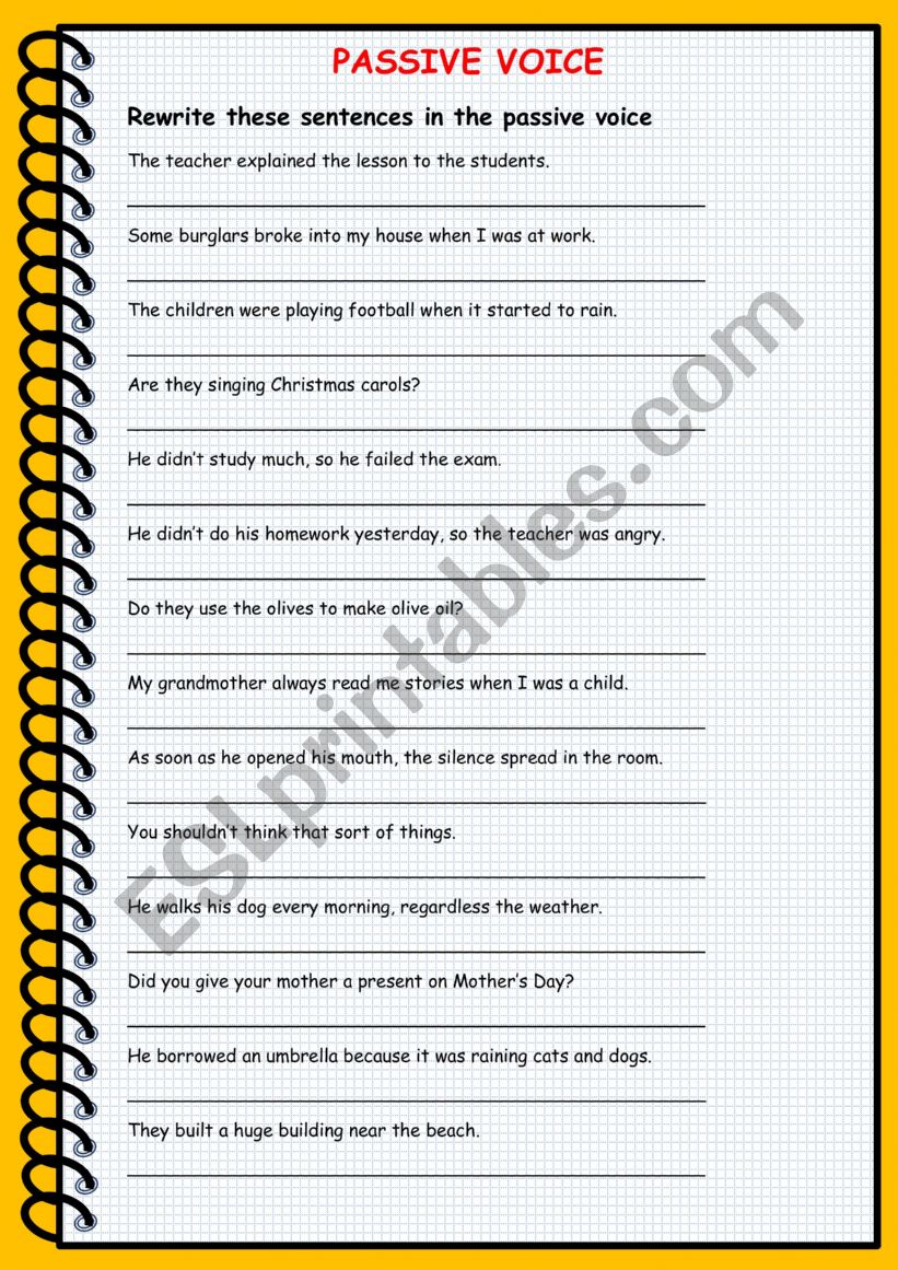 Passive voice worksheet