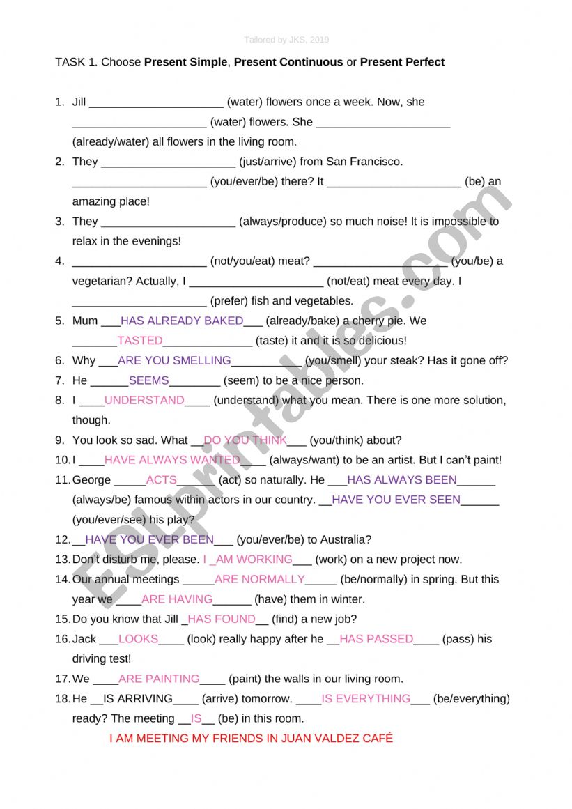 TENSES REVIEW worksheet