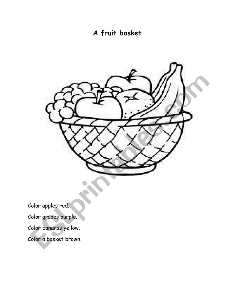 a fruit basket coloring page worksheet