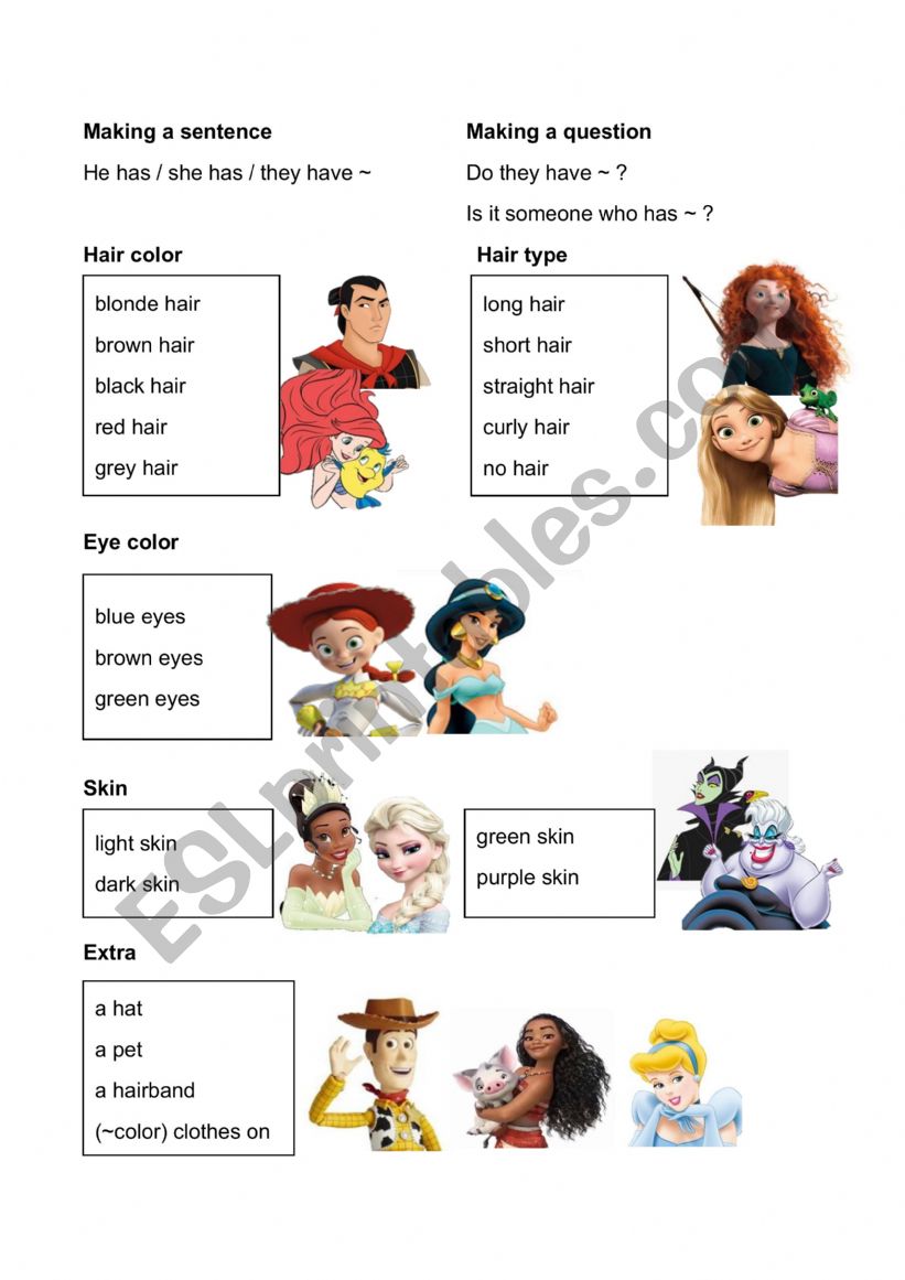 Disney Character Guessing worksheet