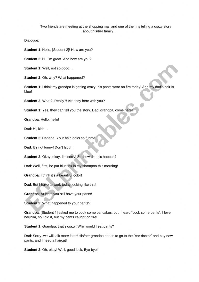 Crazy Grandpa Script worksheet