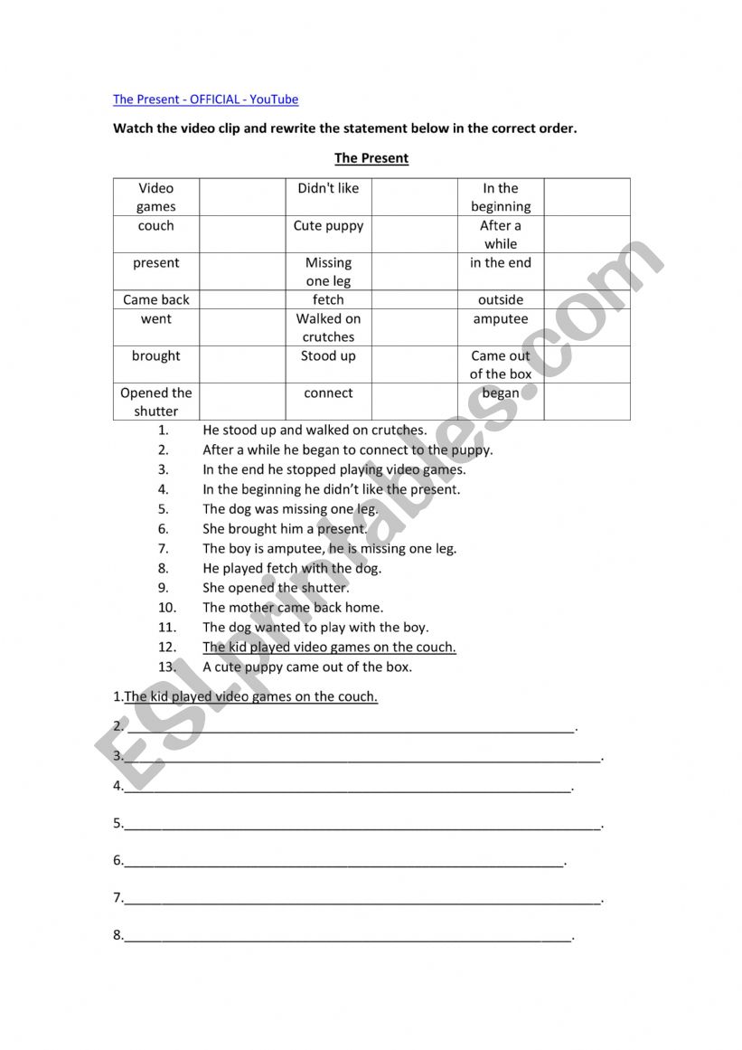 The Present worksheet