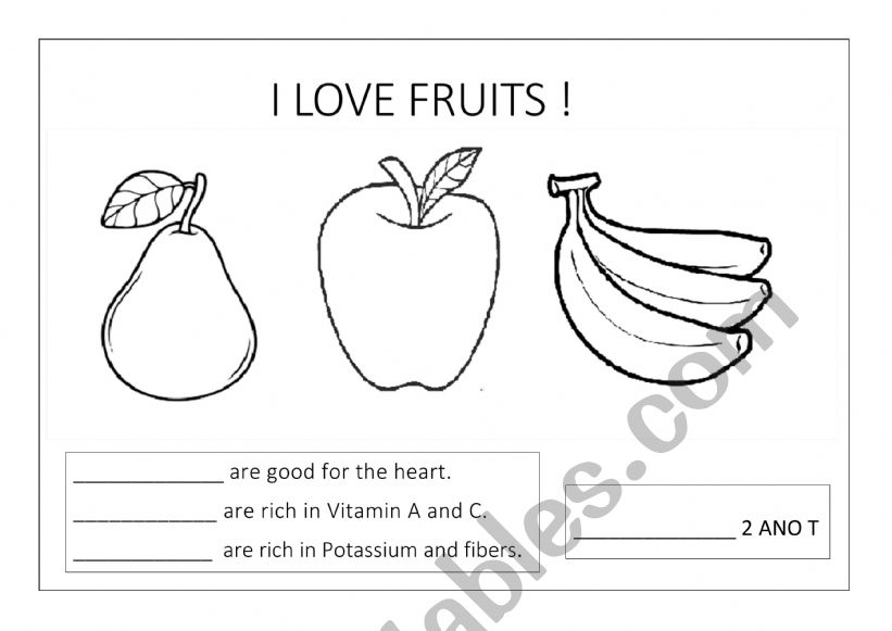 I LOVE FRUITS worksheet