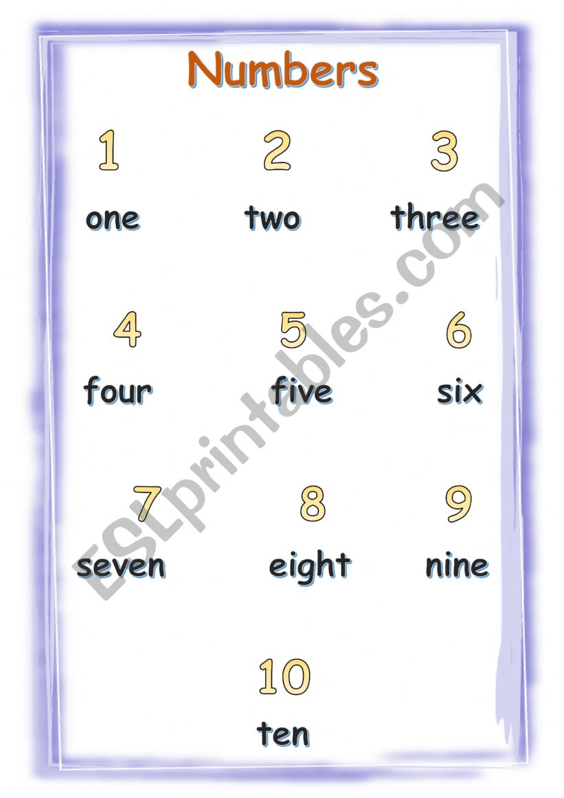 numbers 1-10 pictonary worksheet