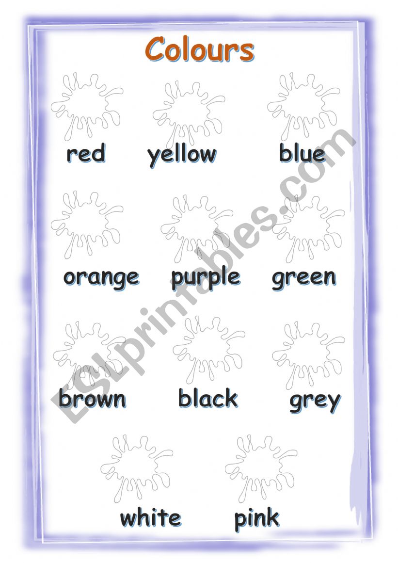 colours pictonary worksheet
