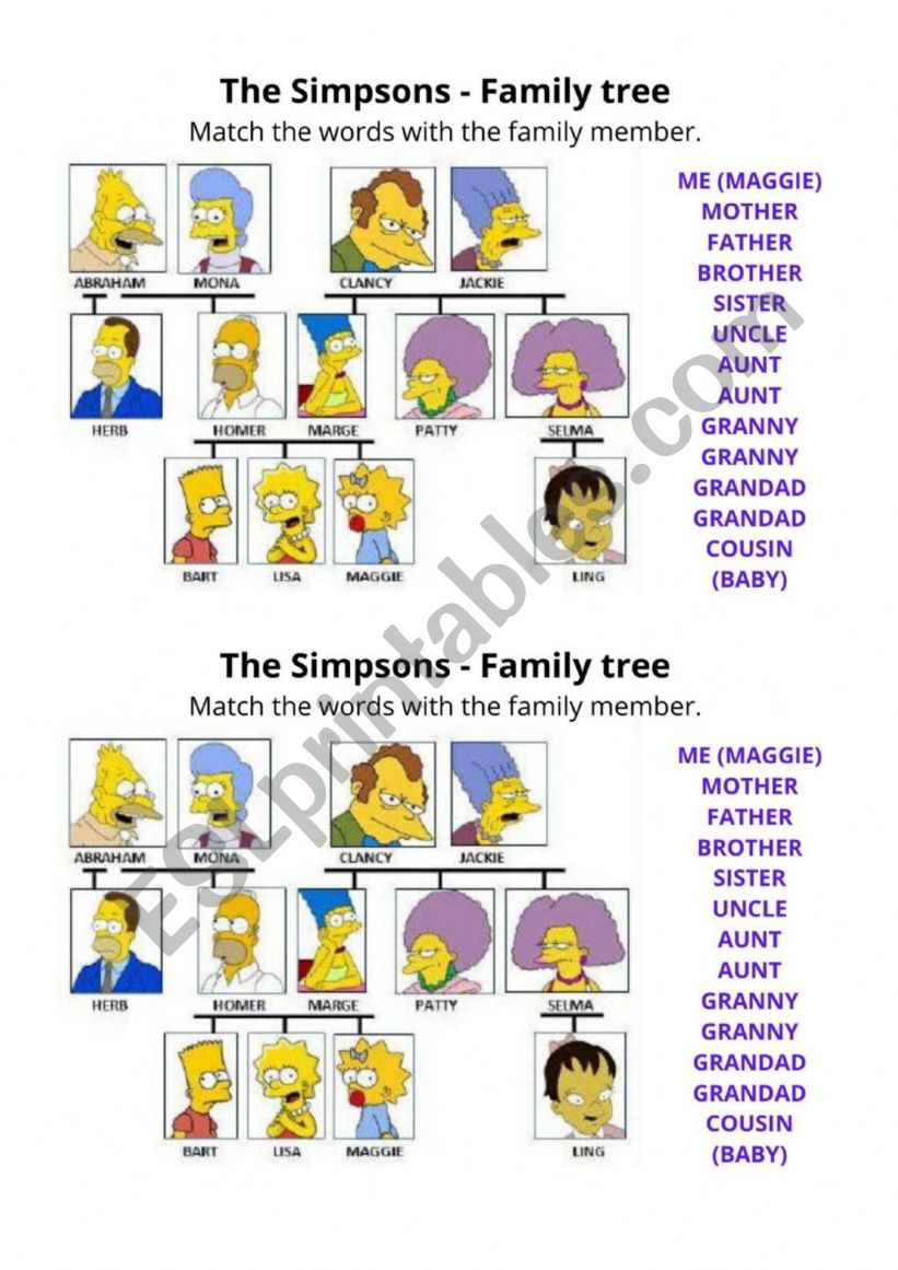 THE SIMPSONS worksheet