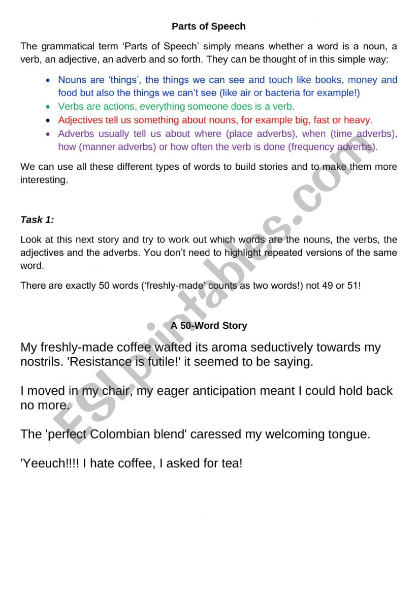 50-word Stories worksheet