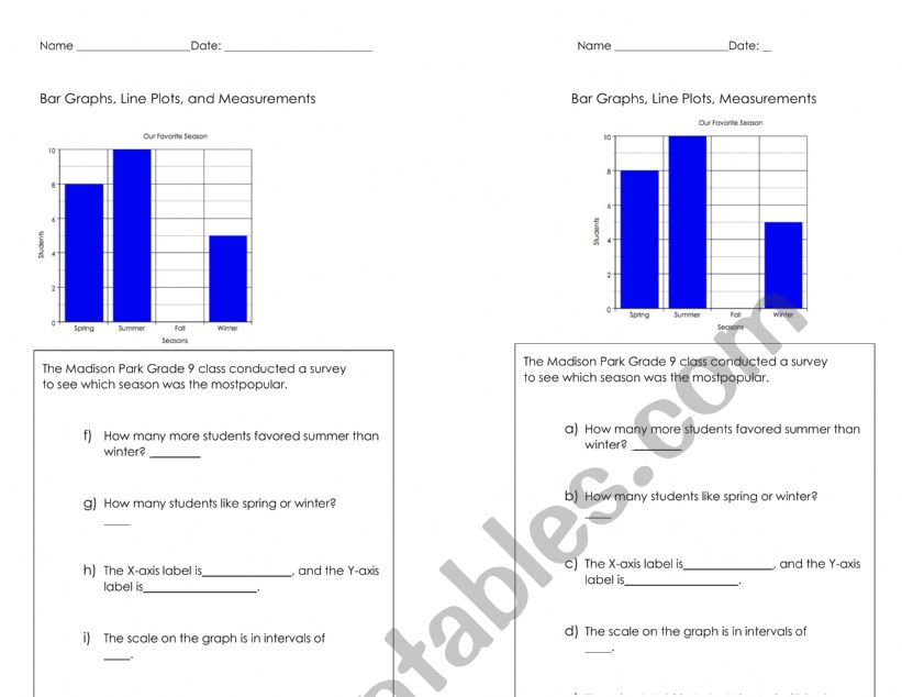 Bar graph bell ringer worksheet