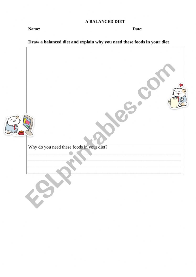 A balanced diet worksheet