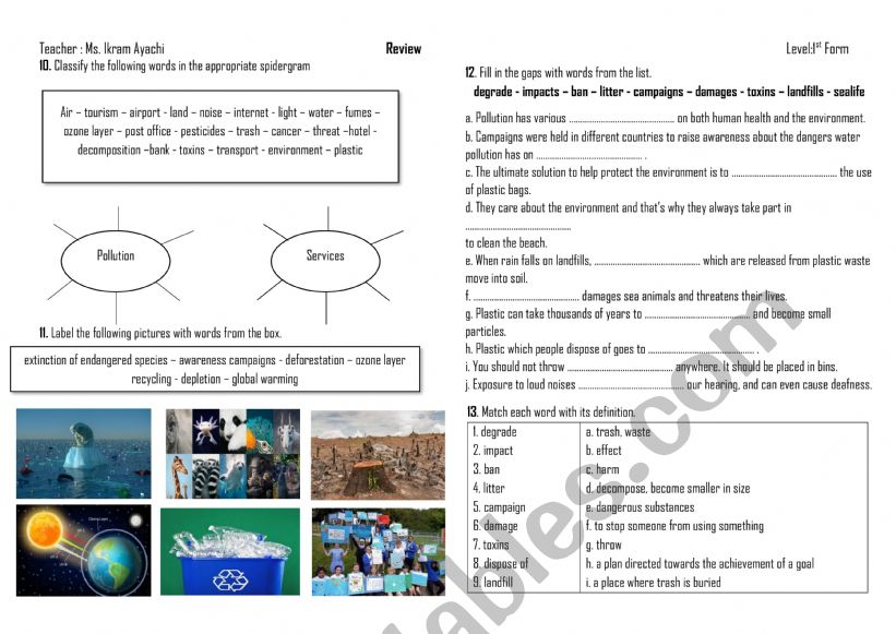 1st Form - Review - 2nd Term worksheet