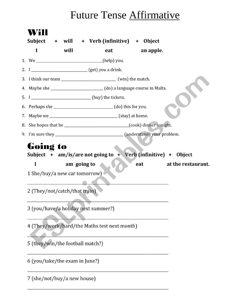 Future Tense worksheet