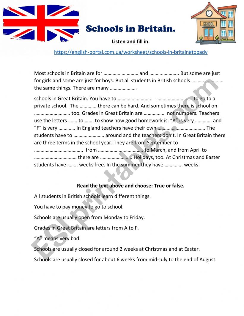 UK culture worksheet