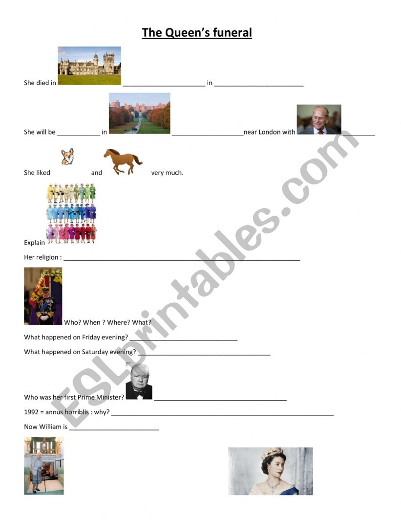 The queen s funeral  worksheet