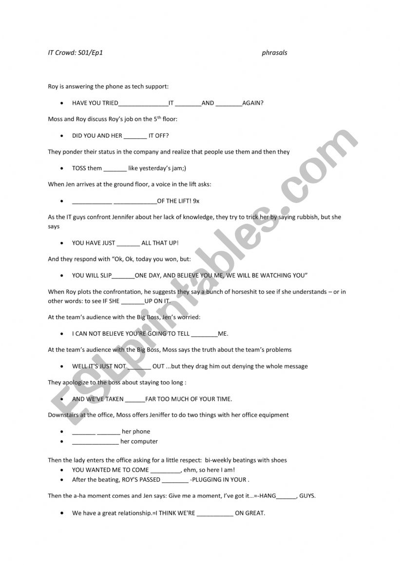 IT.Crowd.S01.E01 worksheet