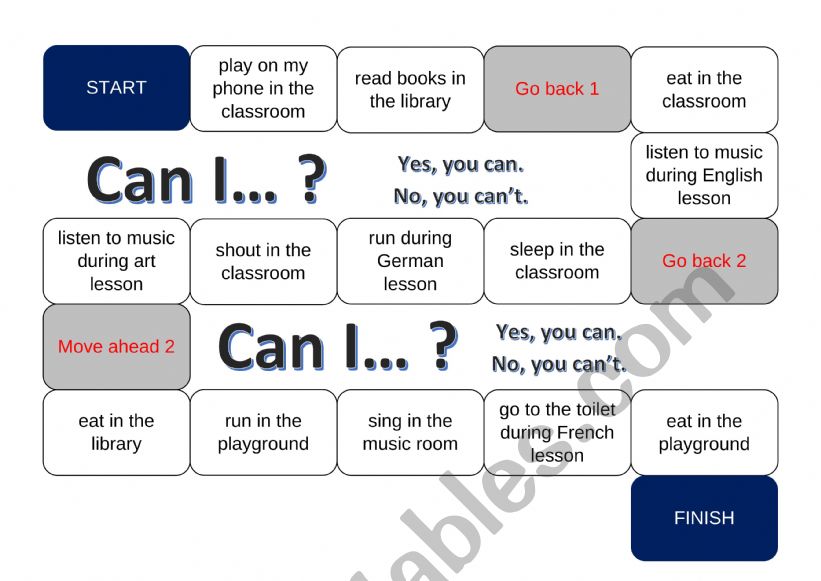 Board Game Asking permission worksheet