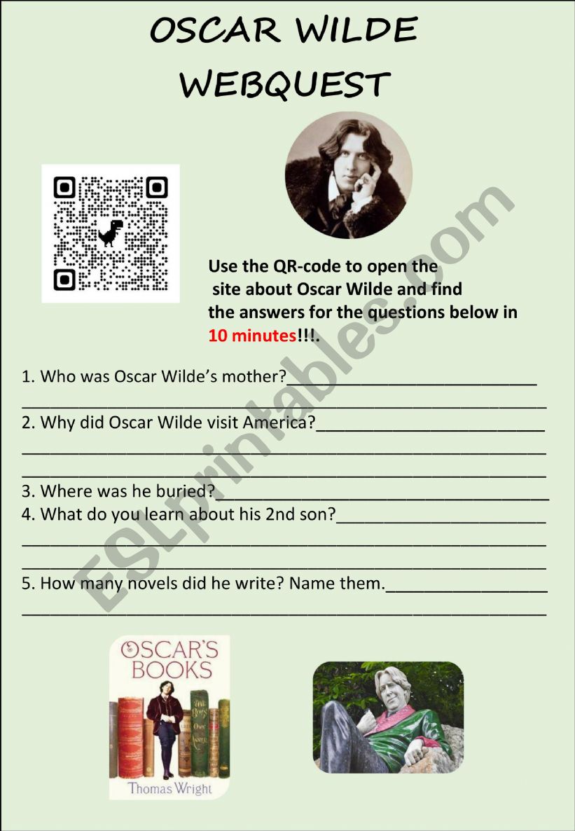 Oscar Wilde quiz worksheet