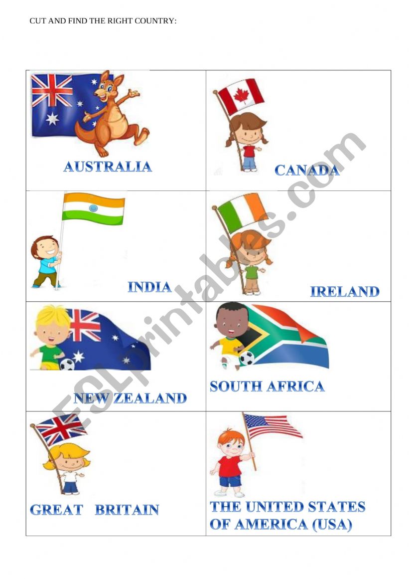 Countries worksheet