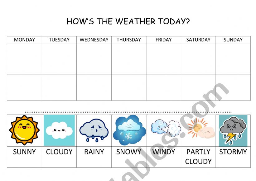 How�s the weather (cuttable worksheet) - ESL worksheet by englishwithjaan