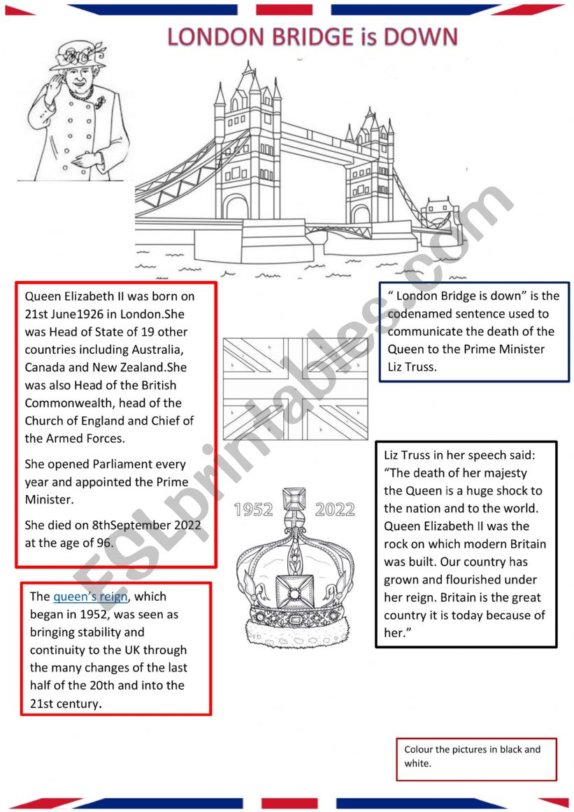 Queen Elizabeth�s death worksheet