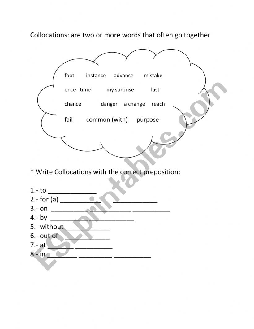 collocations worksheet