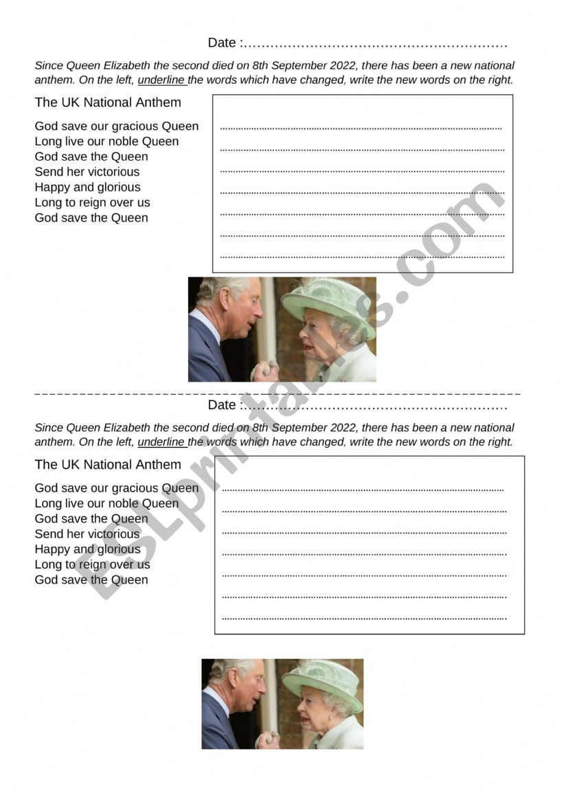 The National Anthem worksheet