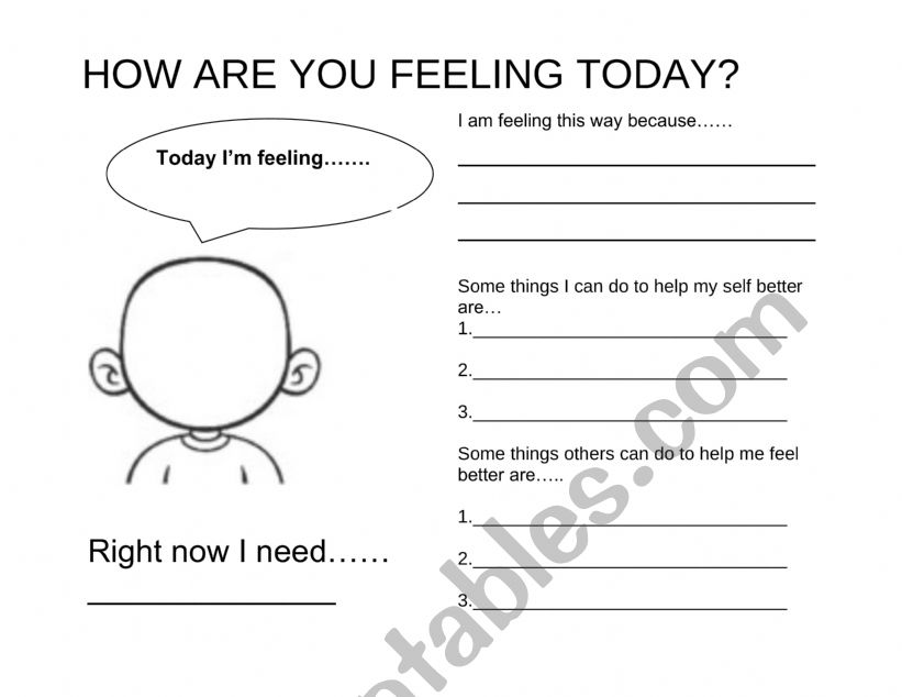 HOW ARE YOU FEELING TODAY worksheet