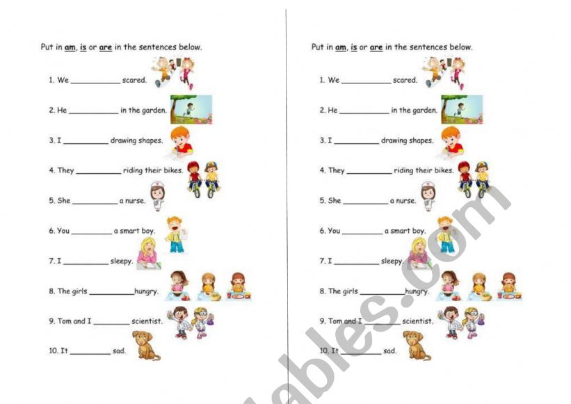AM, IS, ARE worksheet