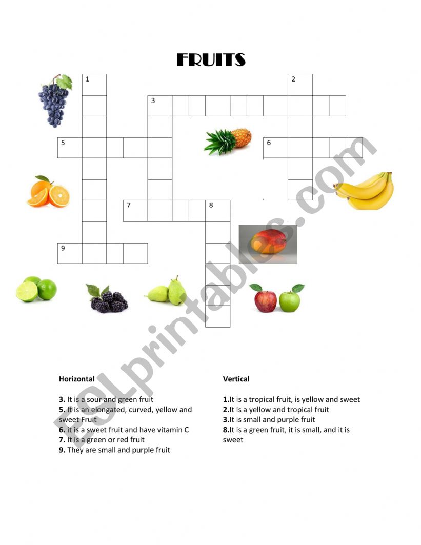 fruits worksheet