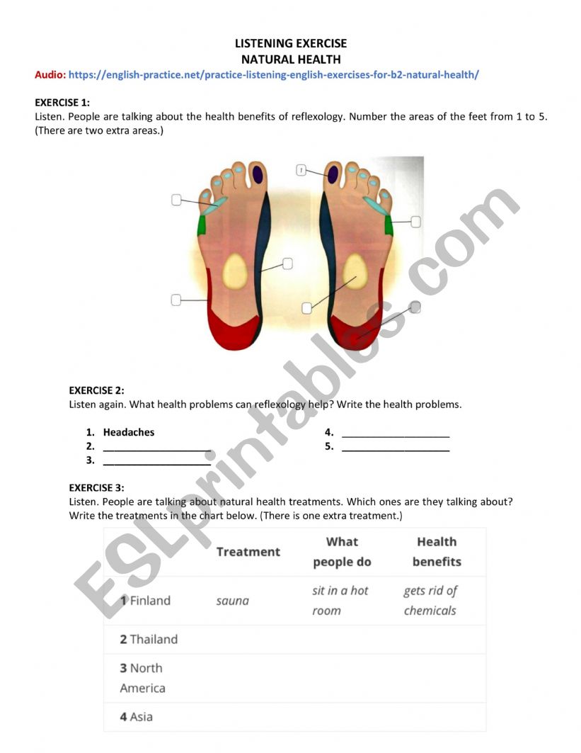 Natural health listening worksheet