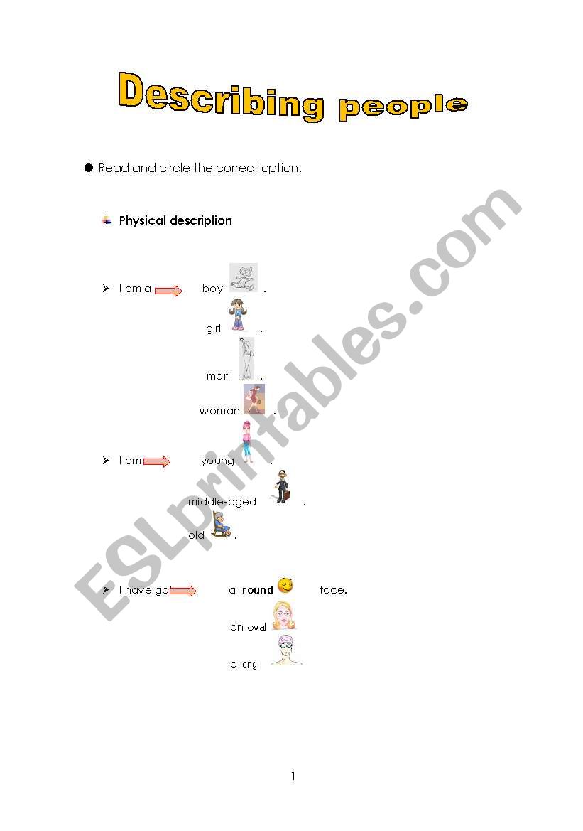 Describing people worksheet