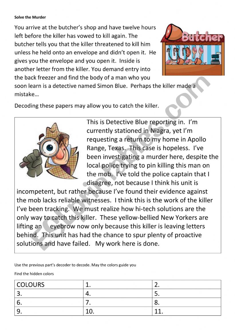 escape room worksheet