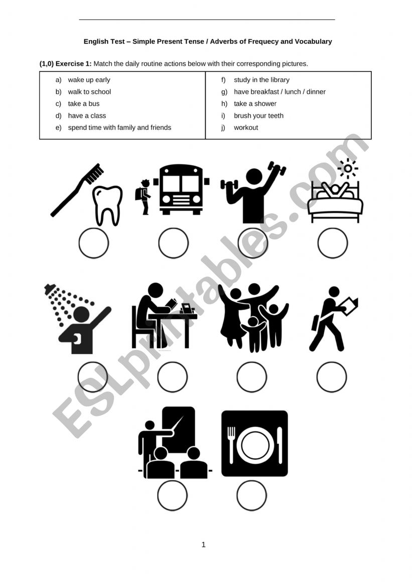(1Âº grade) Test (present simple - adverbs_expressions of frequency)