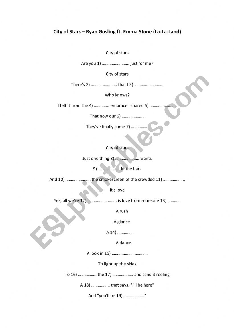 City of Stars (La-la-land) - Listening Exercise
