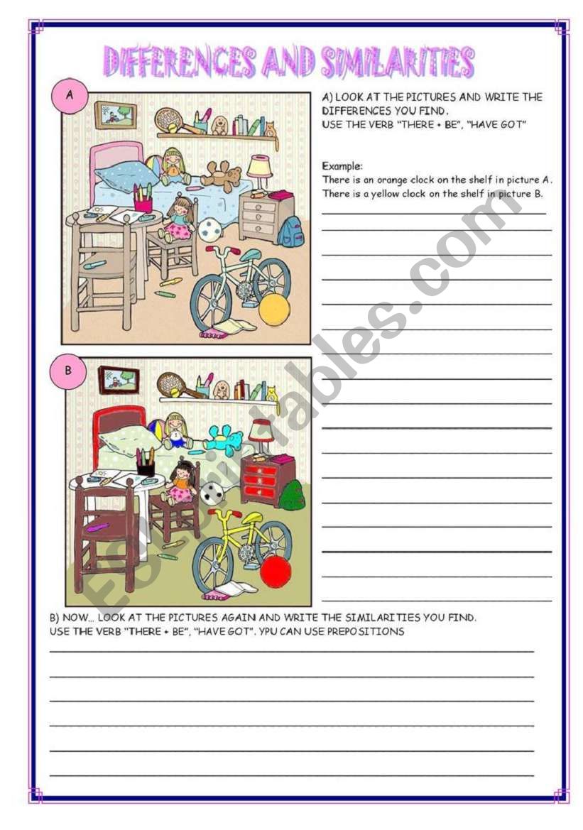 DIFFERENCES AND SIMILARITIES worksheet