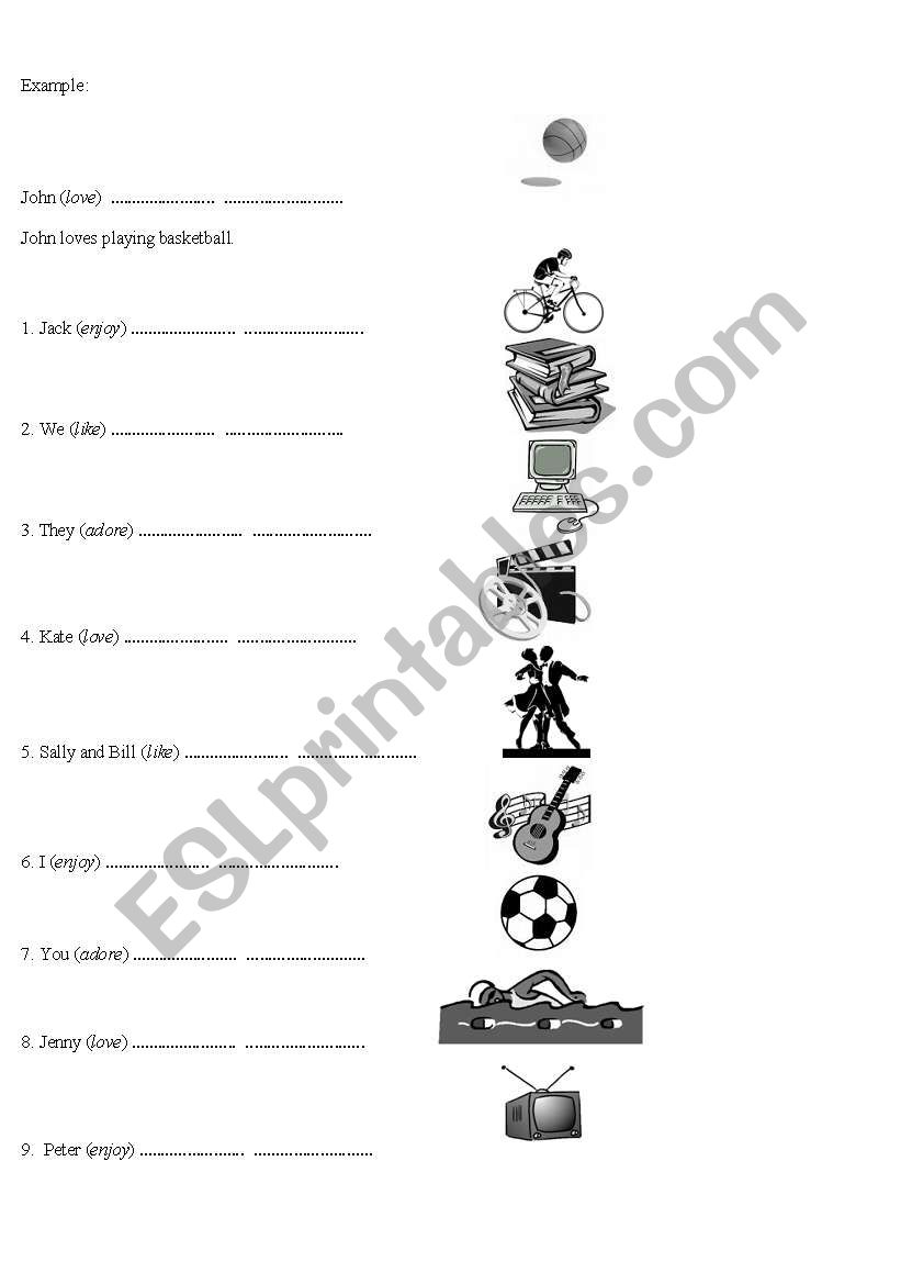 I love playing basketball worksheet