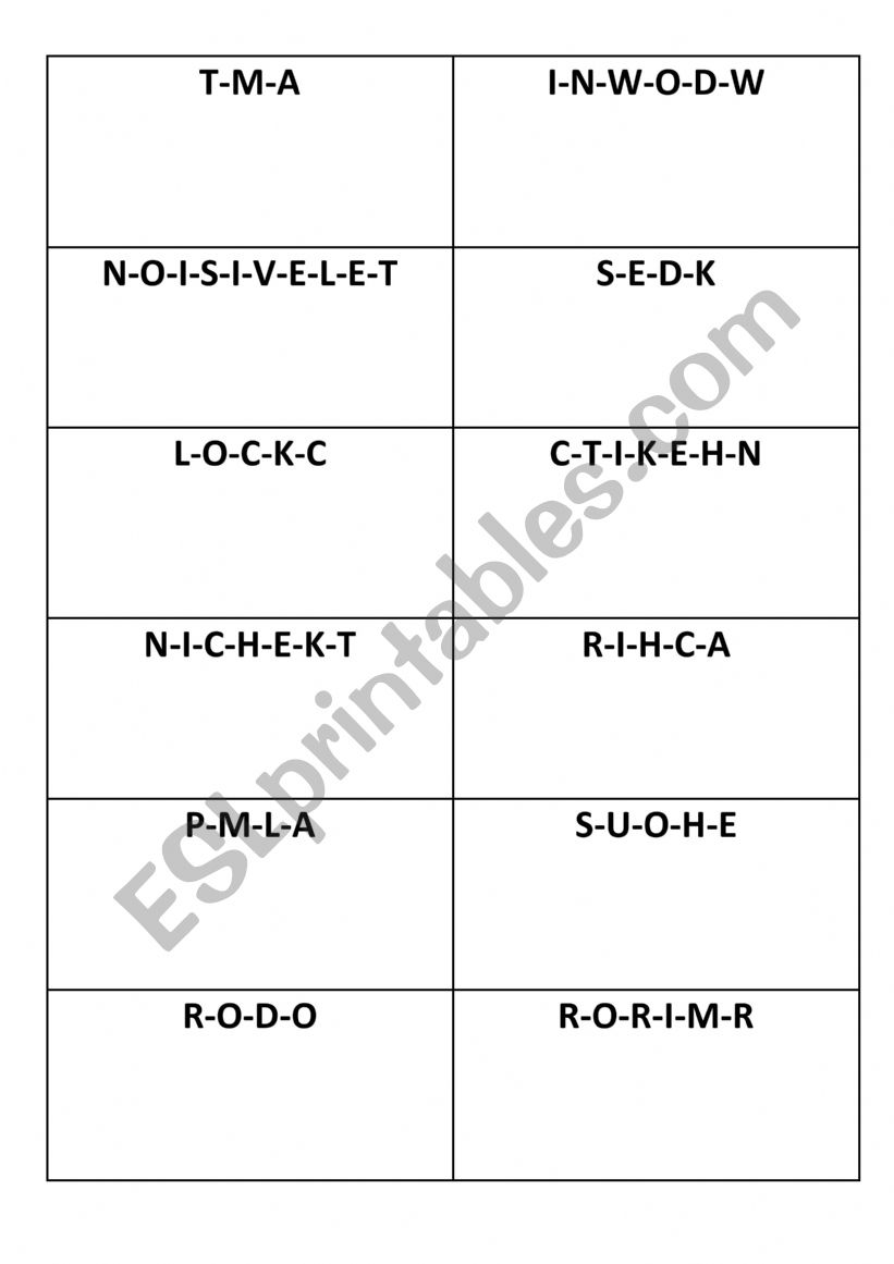 Jumble words - vocabulary worksheet