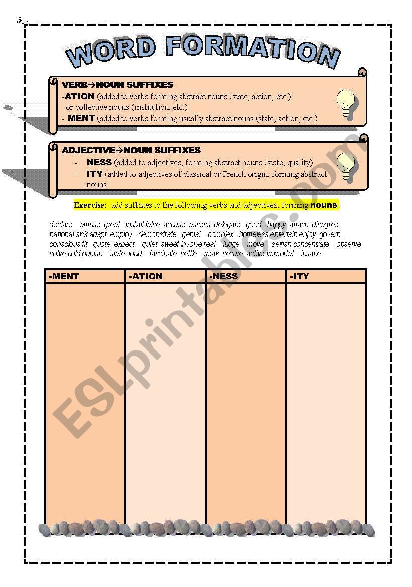 Word Formation - Nouns worksheet