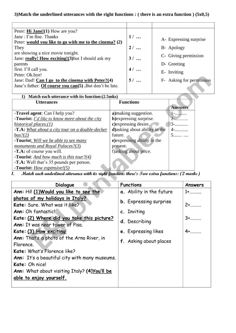 8th form mid term test 1 function