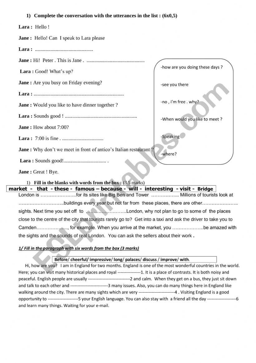 8th form mid term test 1 language