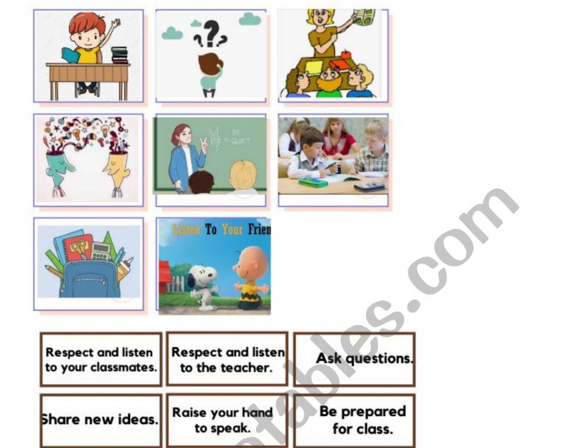 Rules in class worksheet