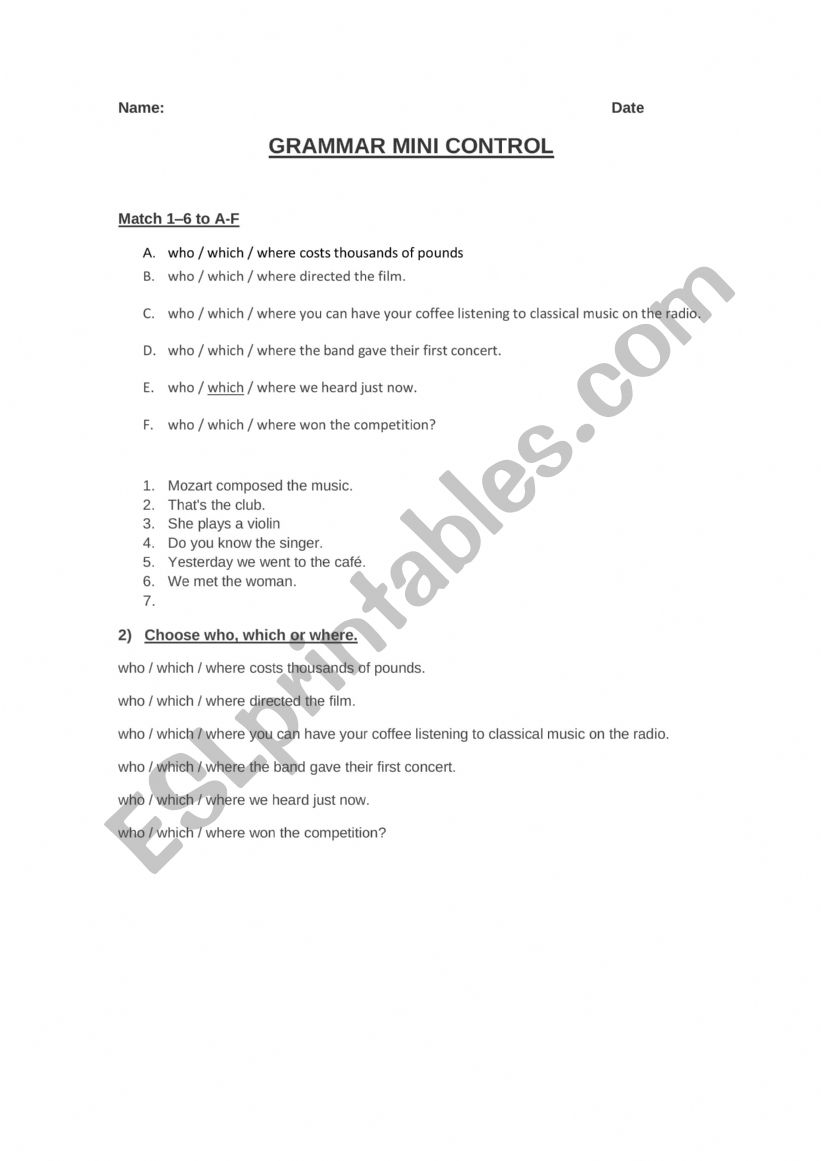 relative clause worksheet