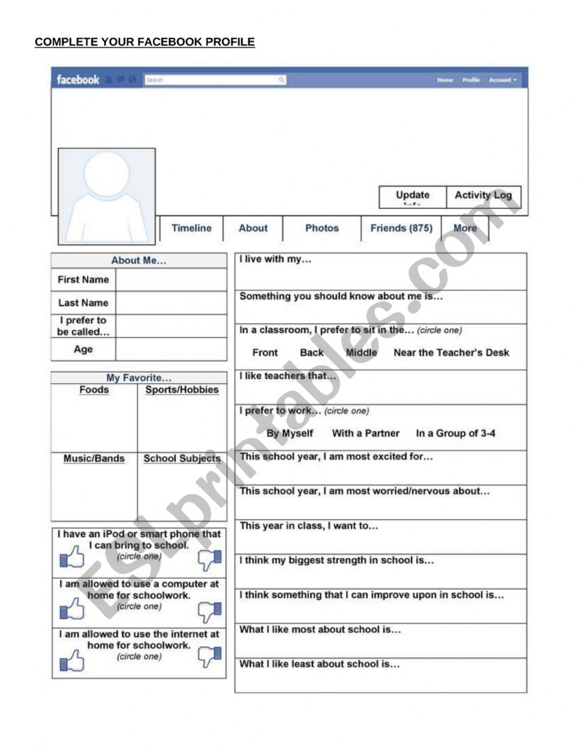 facebook-profile-esl-worksheet-by-letiyuyu