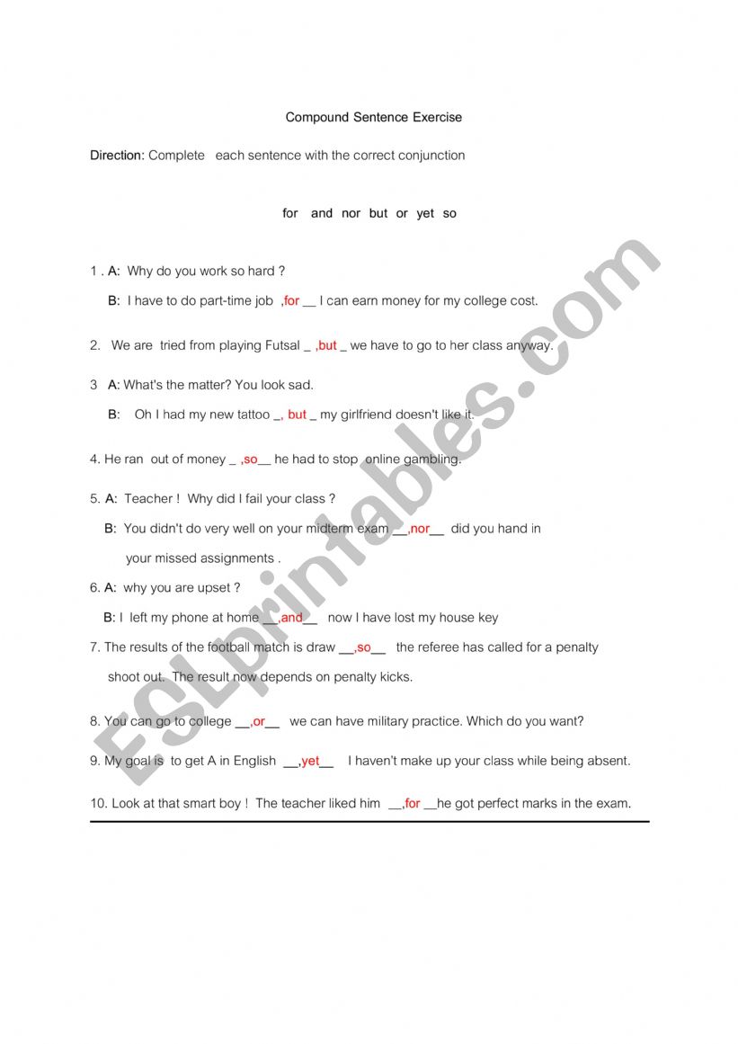 Compound Complex Exercise worksheet