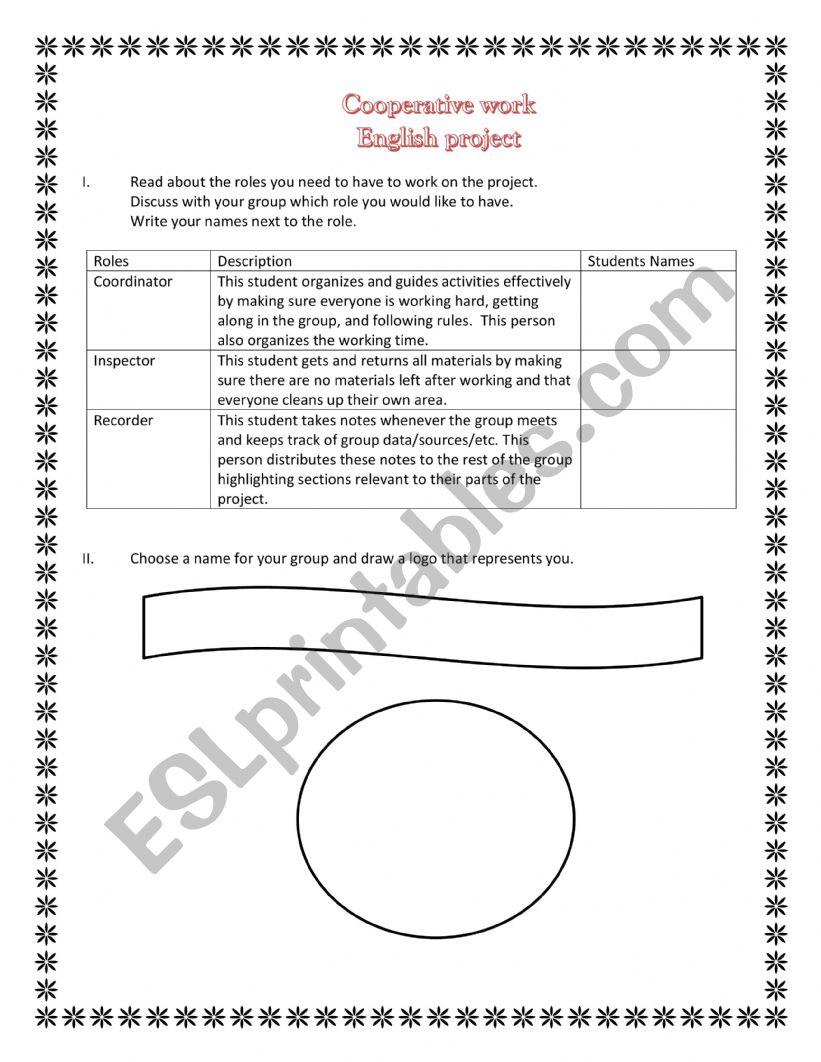 Cooperative Work worksheet