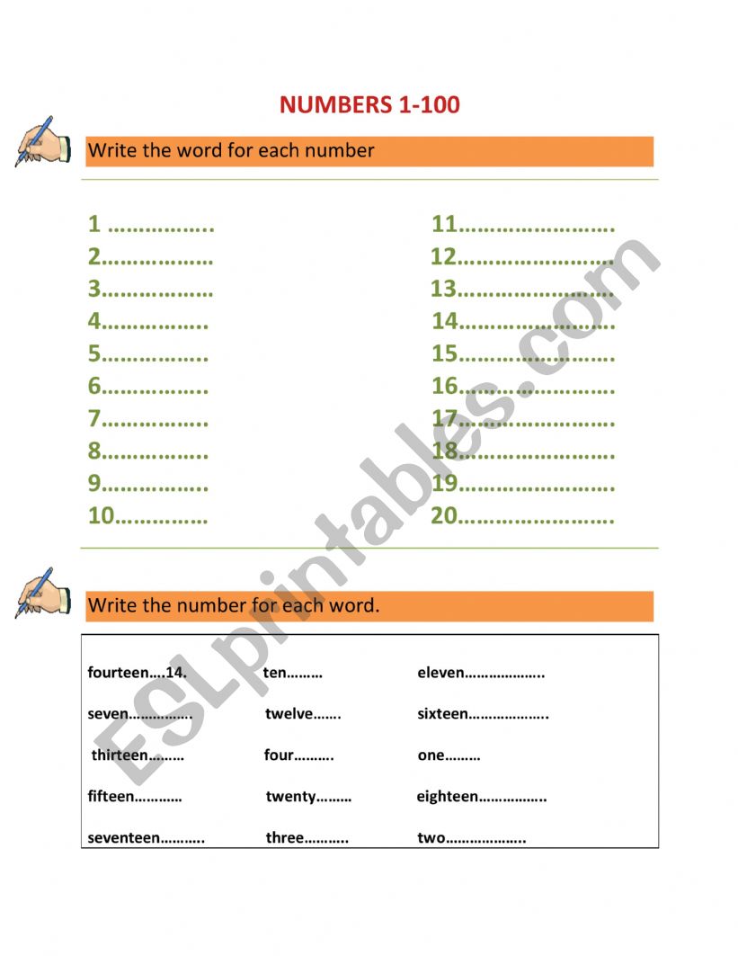 Numbers worksheet