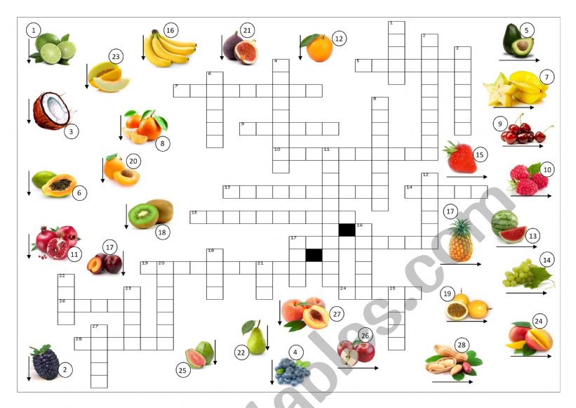 FRUITS CROSSWORD worksheet