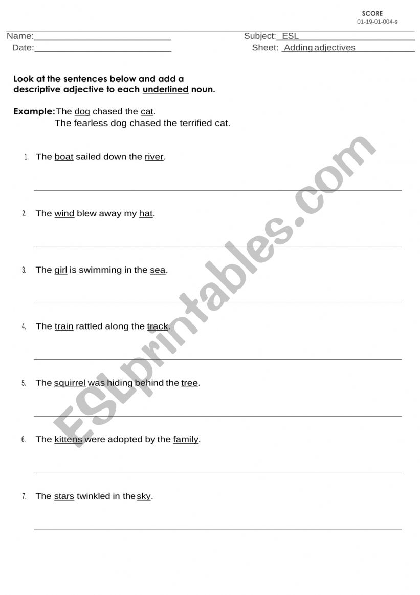 adjective worksheet