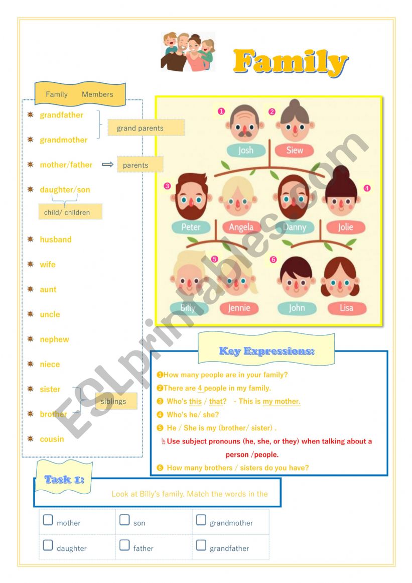 My Family Worksheet worksheet