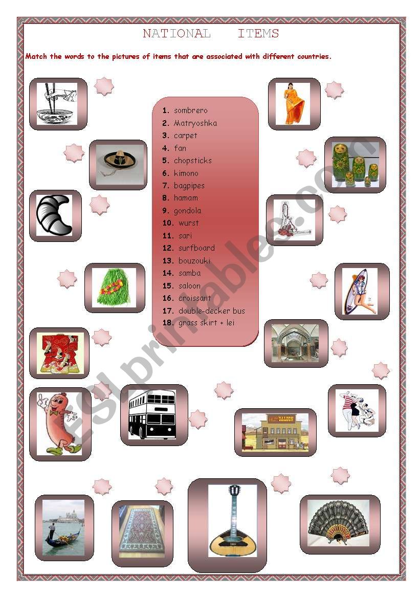 National items  (Elementary) worksheet